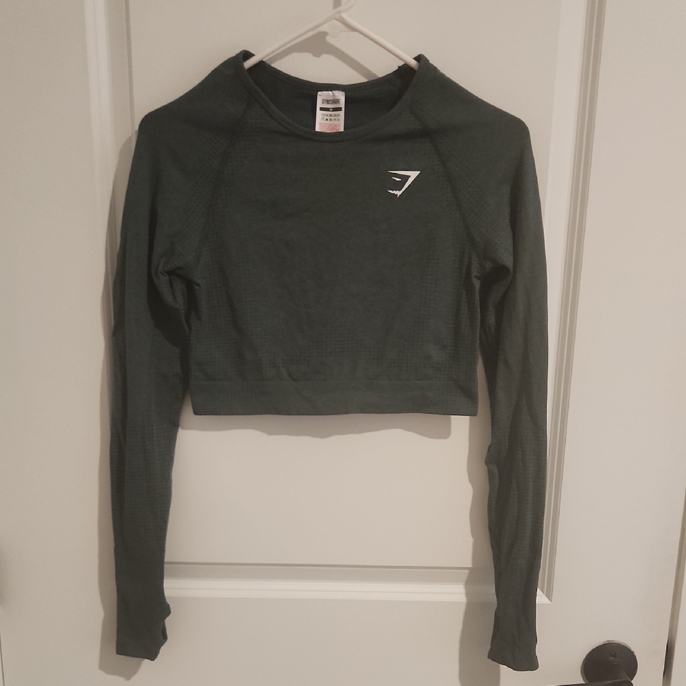 Gymshark Dark Green Long Sleeve Crop Top